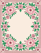 Sweet Pink Floral Garland Border Rug