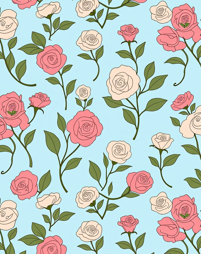 Pastel Rose Blossom Pattern Rug
