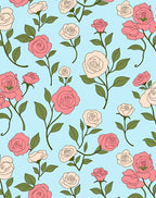 Pastel Rose Blossom Pattern Rug