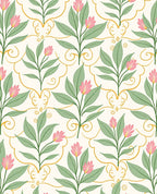 Floral Botanical Damask Pattern Rug