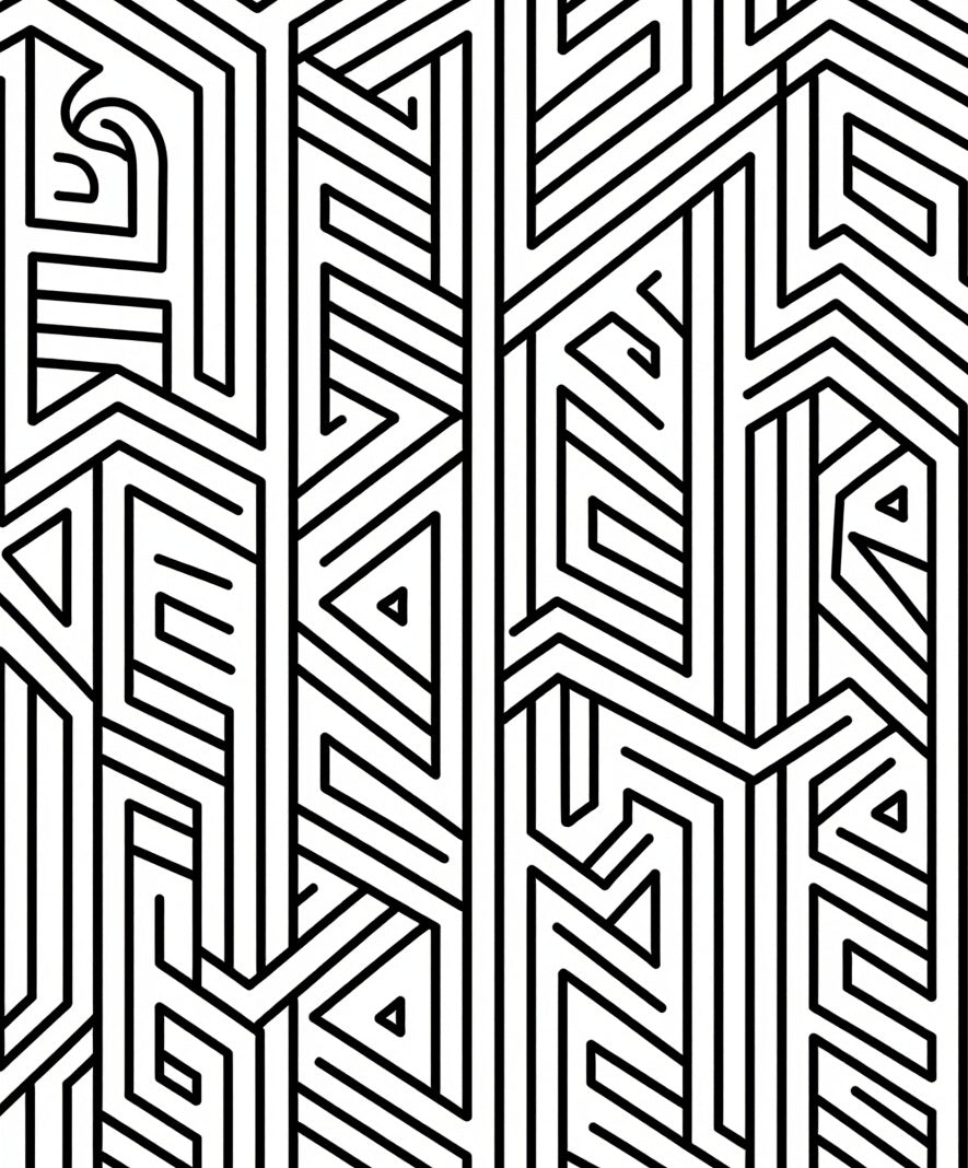 Geometric Linework Maze Pattern Rug