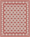 Red Floral Medallion Traditional Border Rug