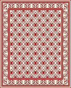 Red Floral Medallion Traditional Border Rug