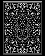 White Black Floral Symmetry Vines Rug