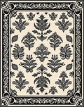 Ornate Traditional Floral Scrollwork Design Rug