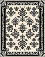 Ornate Traditional Floral Scrollwork Design Rug