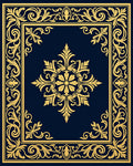 Elegant Gold Floral Scrollwork Design Rug