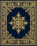 Elegant Gold Floral Scrollwork Design Rug