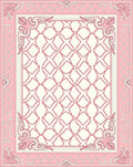 Pink White Ornate Lattice Design Rug