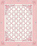 Pink White Ornate Lattice Design Rug