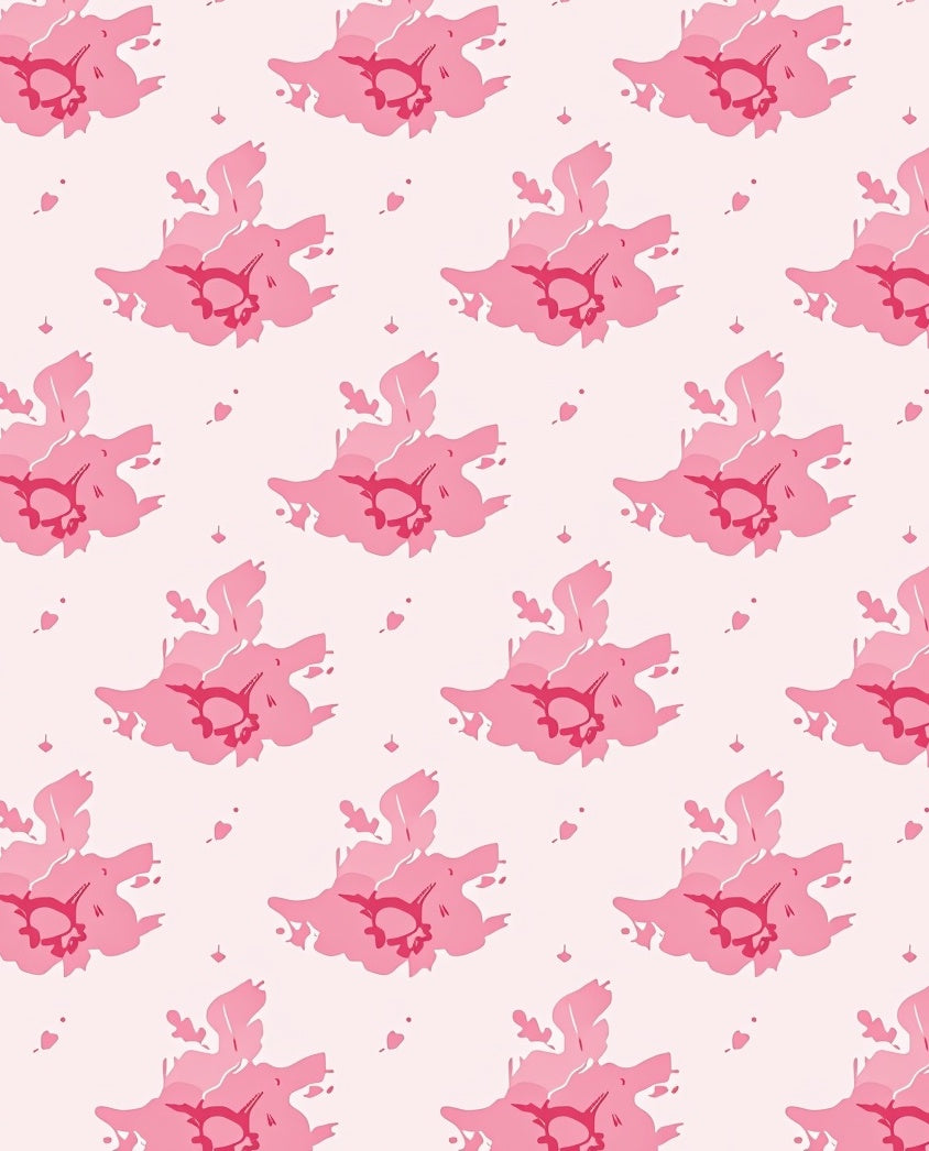 Abstract Pink Floral Splash Pattern Rug