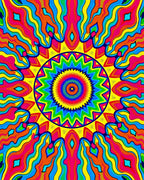 Vibrant Psychedelic Mandala Pattern Rug