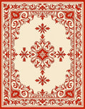 Vintage Red Floral Medallion Pattern Rug
