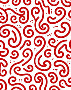 Crimson Swirls Abstract Whimsical Rug