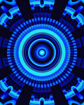 Concentric Blue Neon Circular Design Rug
