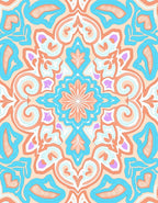Pastel Geometric Mandala Pattern Rug