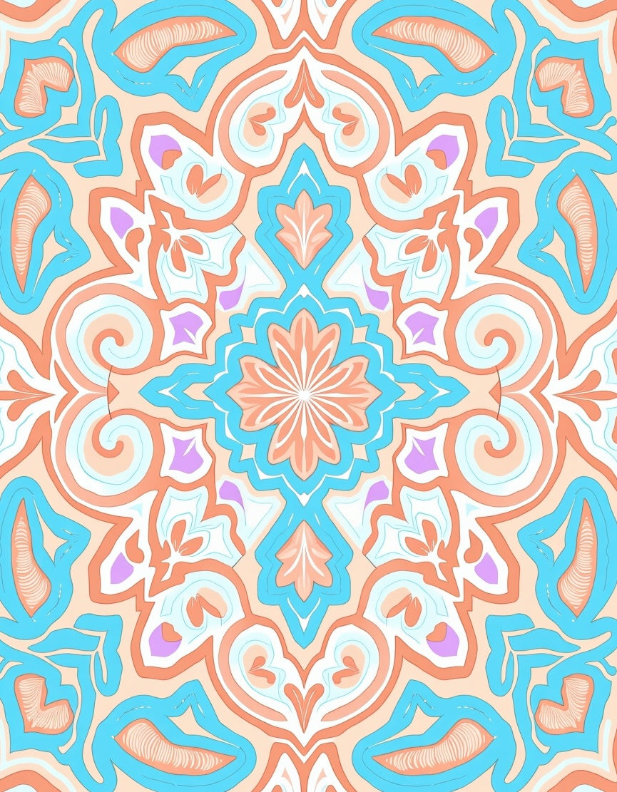 Pastel Geometric Mandala Pattern Rug