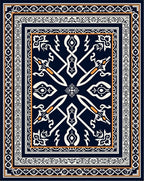 Ornate Geometric Patterned Dark Rug