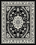 Black Floral Medallion Border Rug