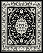 Black Floral Medallion Border Rug