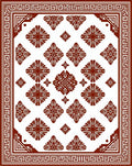 Rich Brown Geometric Medallion Border Rug