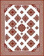 Rich Brown Geometric Medallion Border Rug