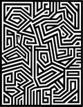 Bold Black White Linear Maze Rug