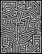 Bold Black White Linear Maze Rug