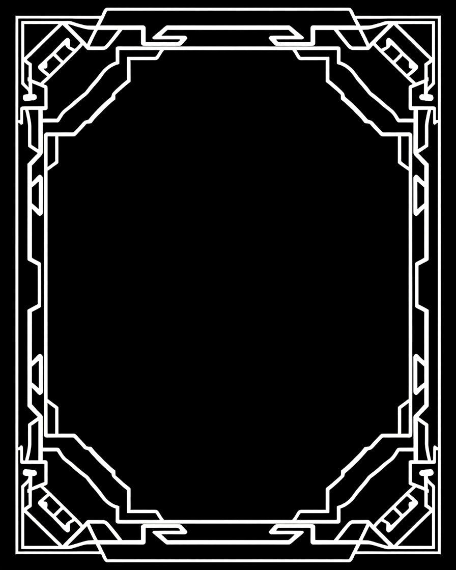 Modern Geometric White Outline Rug