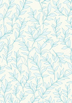 Delicate Teal Leaf And Vine Design Rug