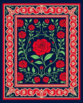 Red Rose Botanical Garden Pattern Rug