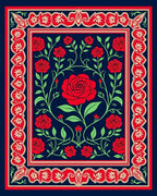 Red Rose Botanical Garden Pattern Rug