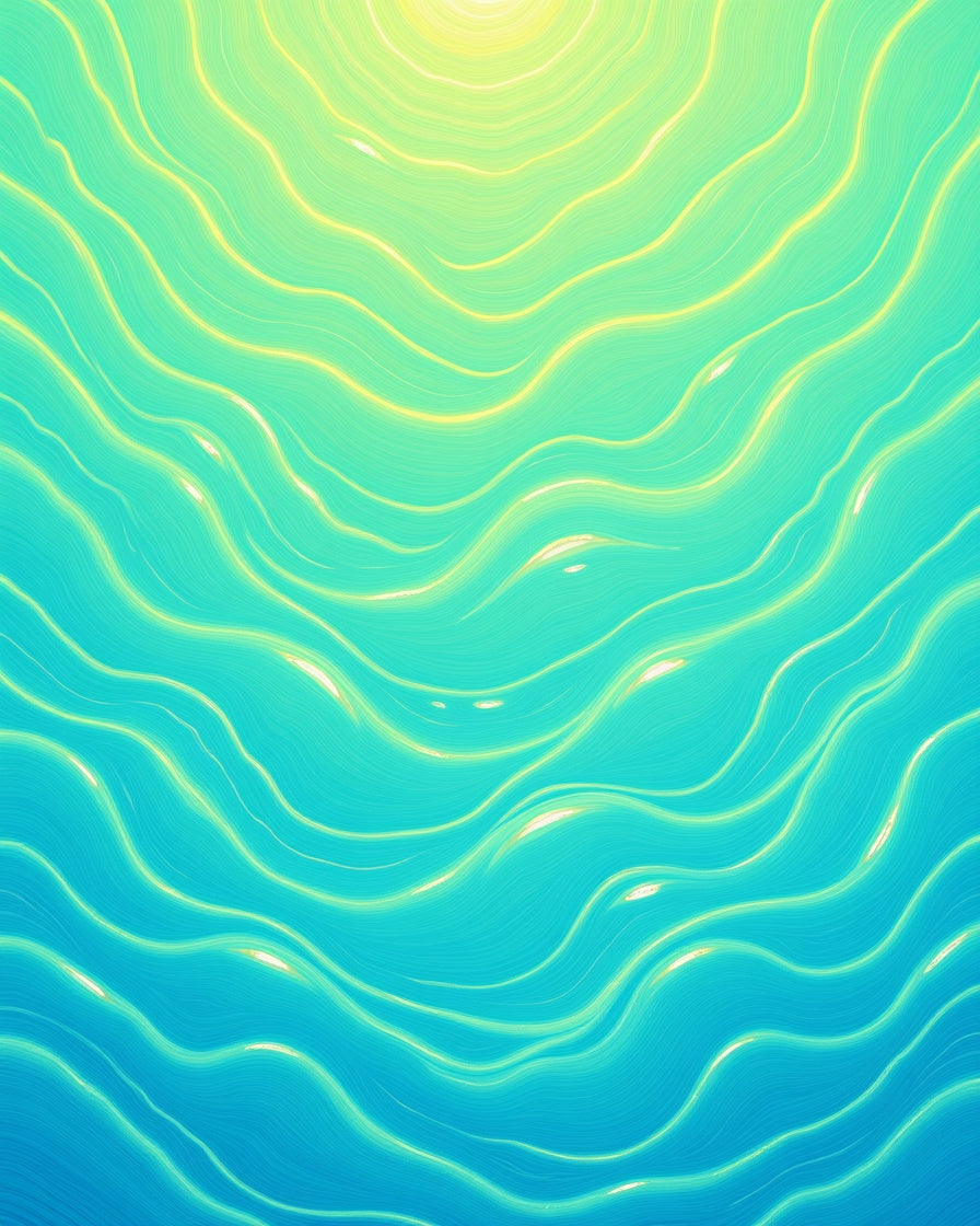 Aqua Yellow Wavy Lines Rug