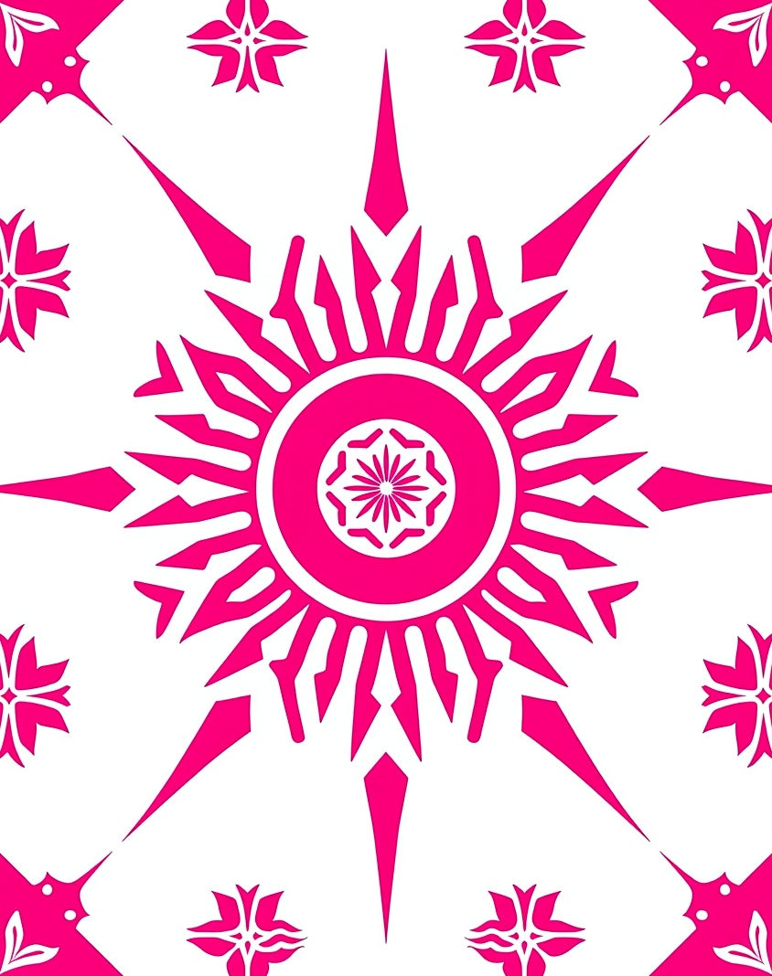 Vibrant Sunburst Floral Geometric Pattern Rug