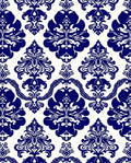 Traditional Blue White Damask Floral Rug