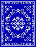 Ornate Blue White Floral Scroll Rug