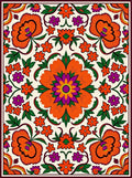 Vibrant Floral Patterned Textile-Inspired Rug