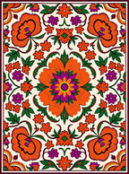 Vibrant Floral Patterned Textile-Inspired Rug