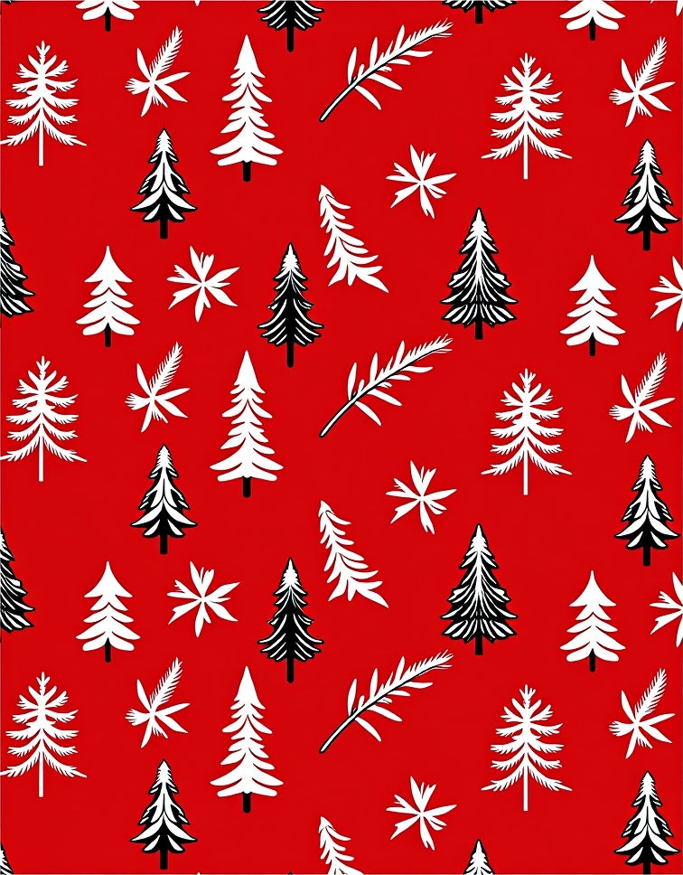 Forest Trees and Snowflakes Pattern Design Rug
