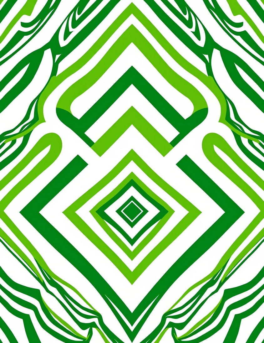 Green Diamond Chevron Abstract Rug