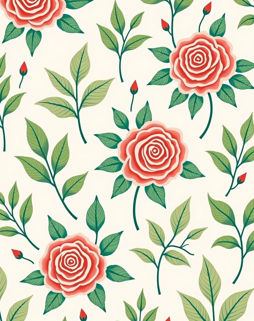 Vintage Rose Blossom Pattern Design Rug