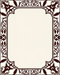 Ornate Floral Scrollwork Pattern Border Rug