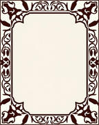 Ornate Floral Scrollwork Pattern Border Rug