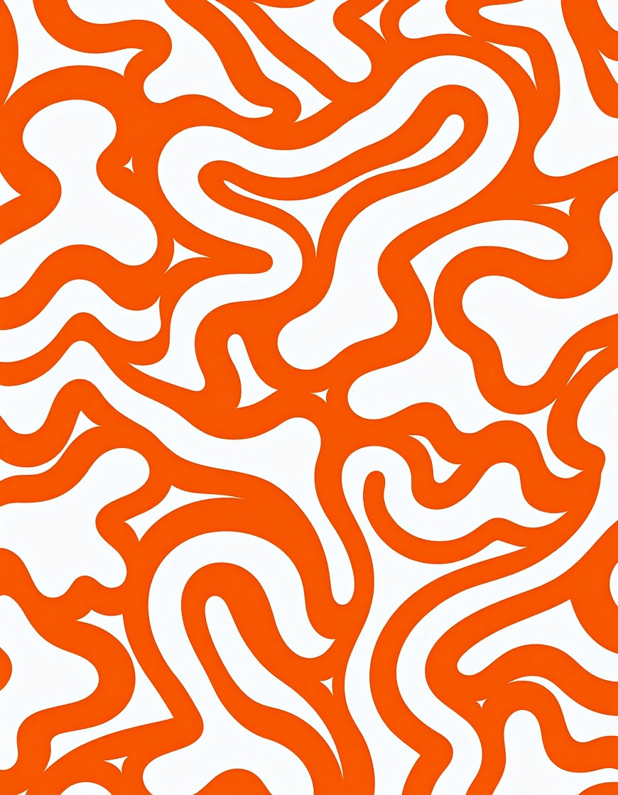 Orange Wavy Abstract Lines Pattern Rug