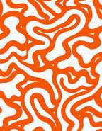 Orange Wavy Abstract Lines Pattern Rug