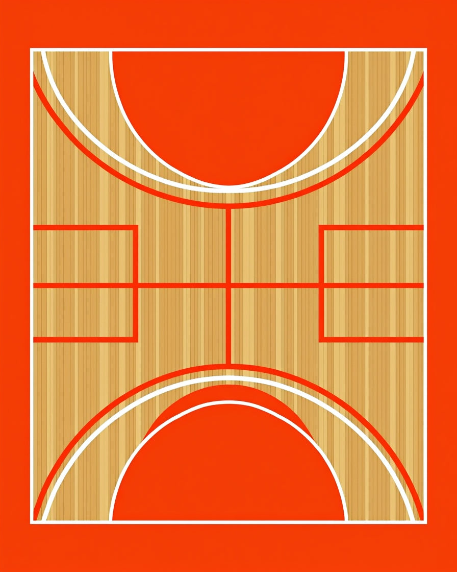 Bold Orange Wood Court Rug