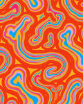 Psychedelic Swirling Orange Pink Blue Rug