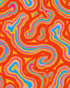 Psychedelic Swirling Orange Pink Blue Rug
