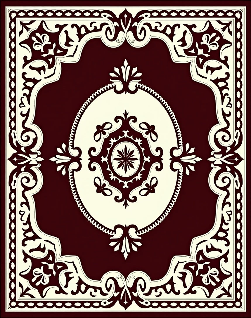 Elegant Floral Medallion Center Border Rug