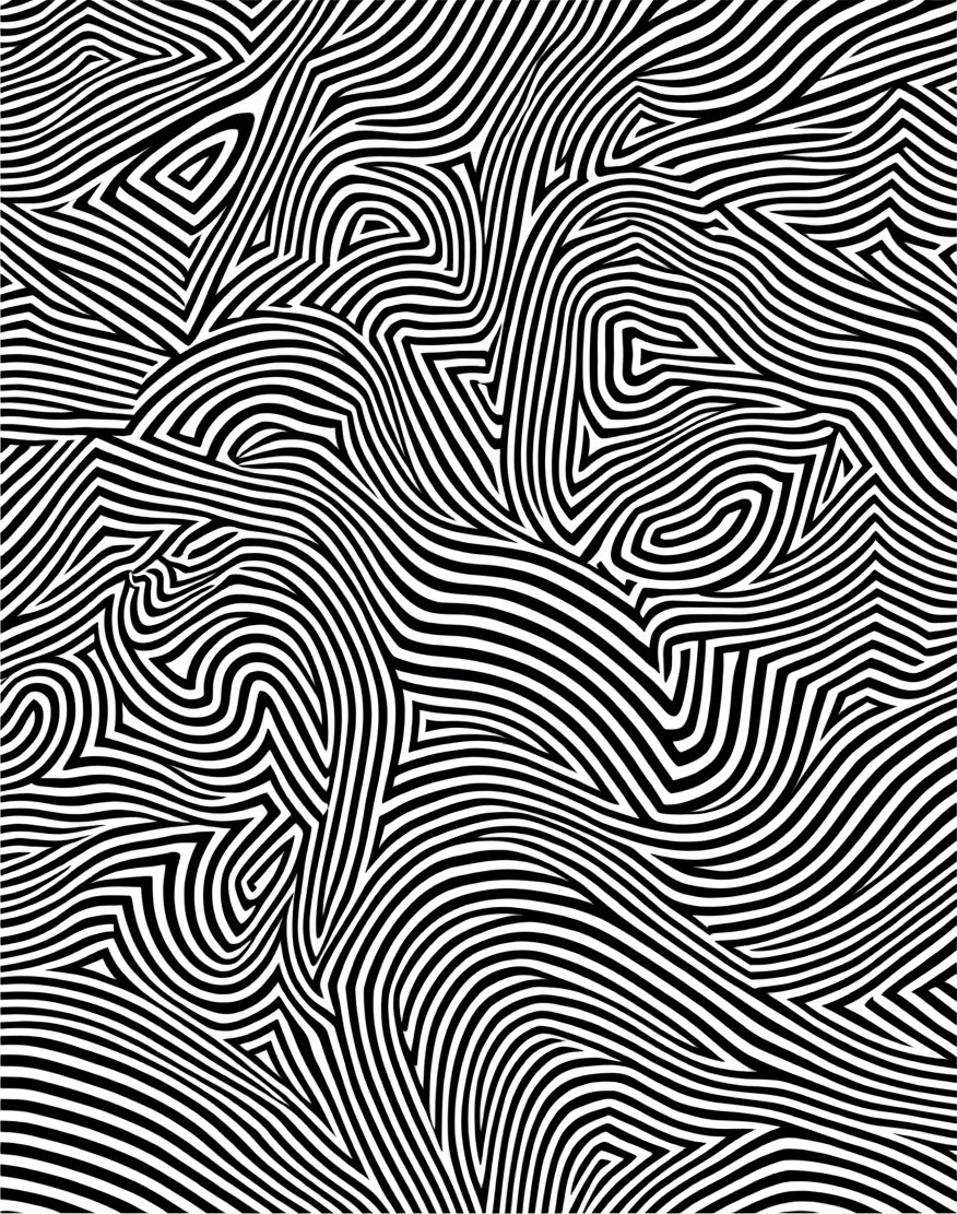 Abstract Black White Wave Pattern Rug